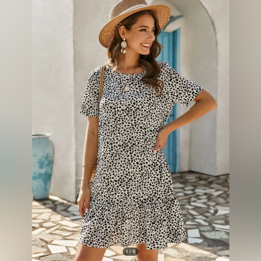 SHEIN print ruffle dress